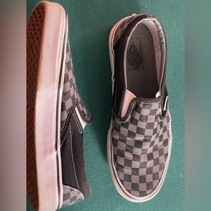 Vans Black/Gray checkered Slip Ons Mens8.5/Womens10